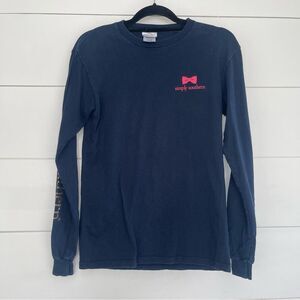Simply Southern Women’s Small Let Go Let God Elephant Longsleeve Navy Blue